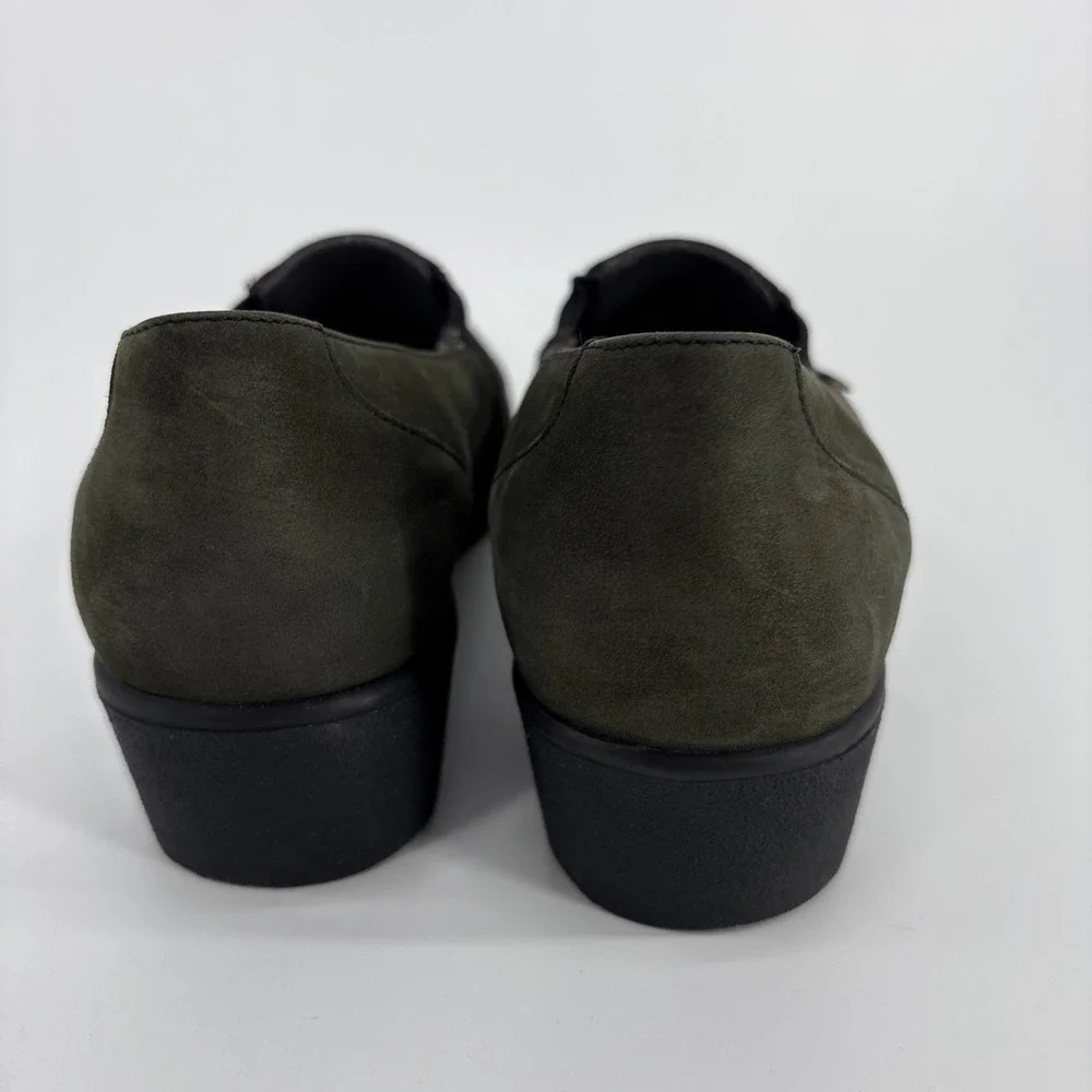 Mephisto Air-Jet Wedge Slip On Loafers 8 Olive Fern Moss Green Nubuck Leather